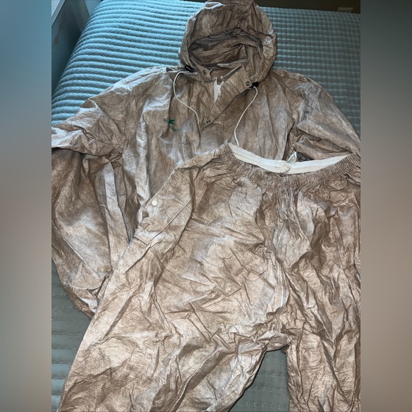 Frogg Toggs Rain Suit Large/XL Tan Jacket Pants Hoodie zip up 2 piece breathable - Picture 1 of 11
